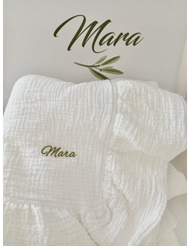 Trusou pentru botez cu păturică din muselină cu...