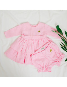 rochiță in premium cu volane roz