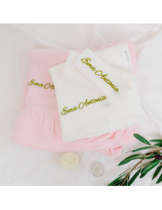 trusou botez fetițe muselină roz