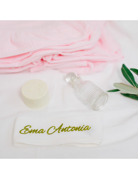 trusou botez fetițe muselină roz