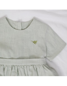 rochie din in verde ou de rață cu volane 2